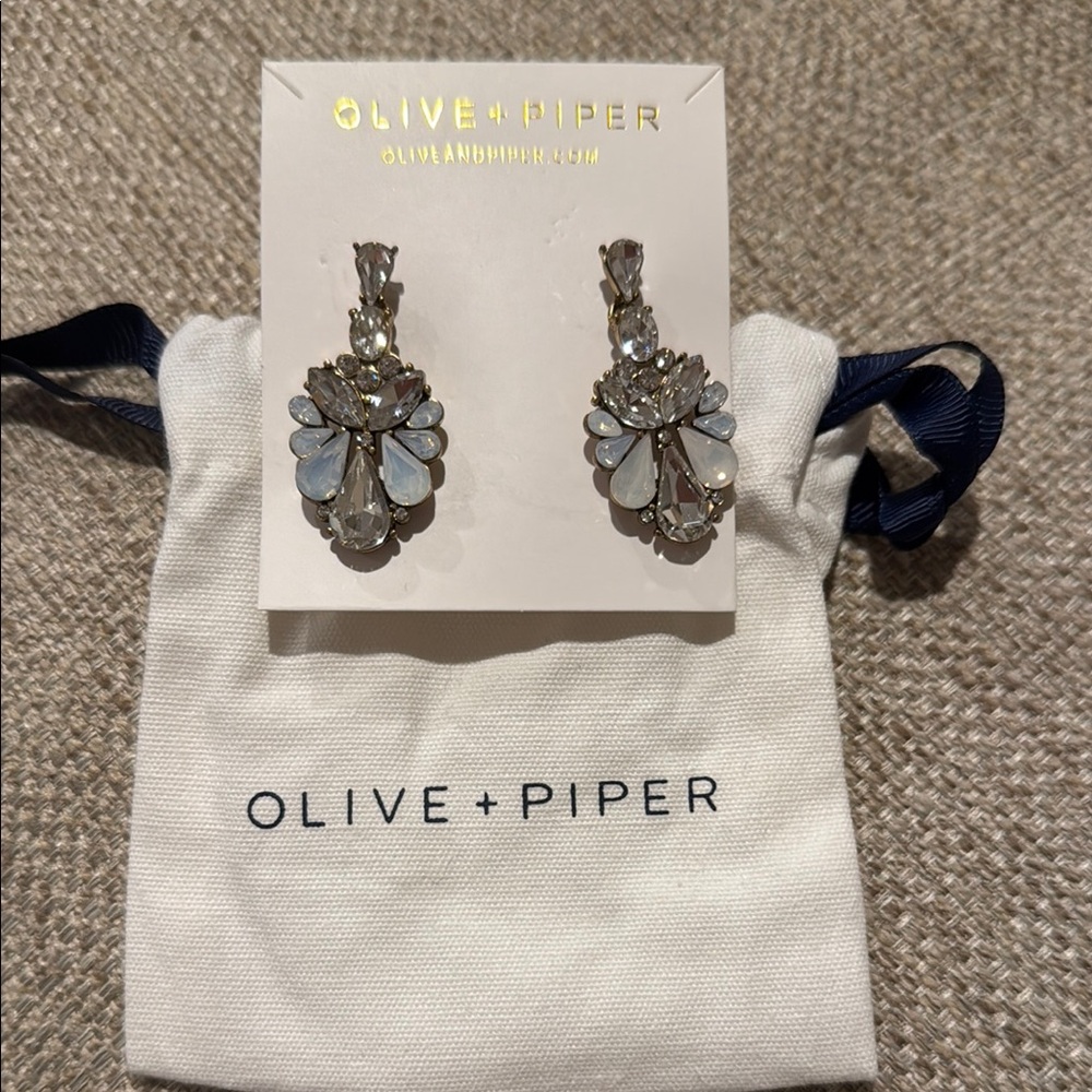 Olive + Piper Silver and White Statement Earrings